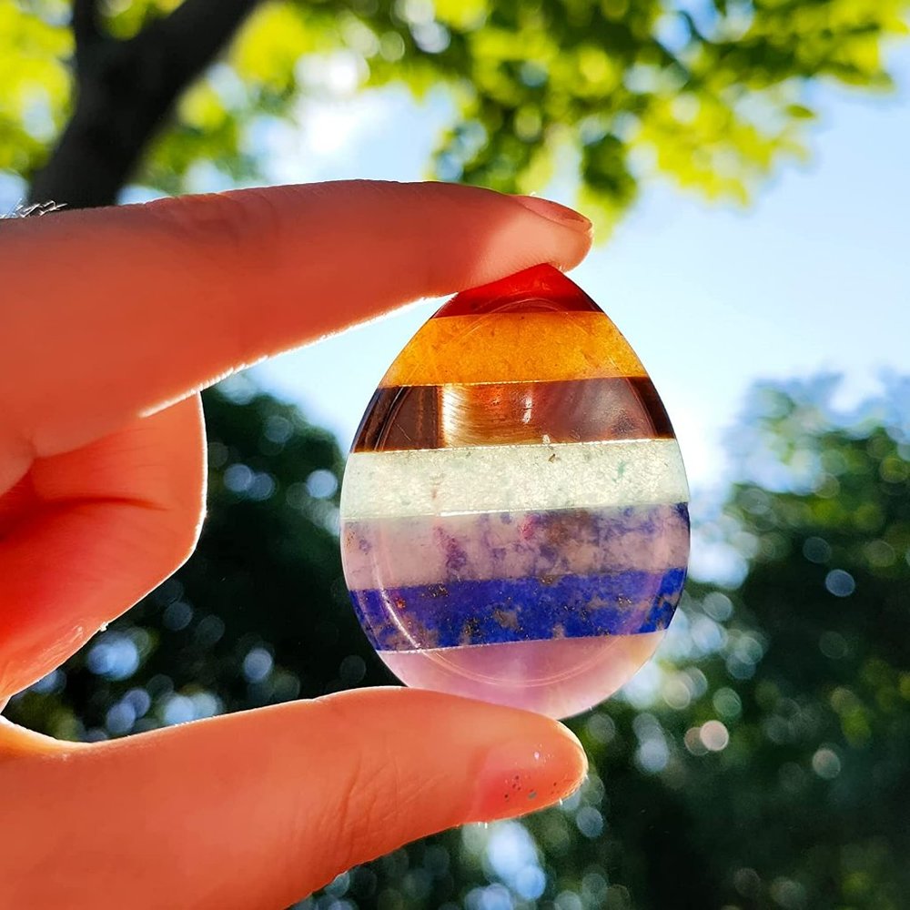 Worry Stone for Anxiety 1PC Chakra Rock Pride 1.7" Rainbow Stress Relax